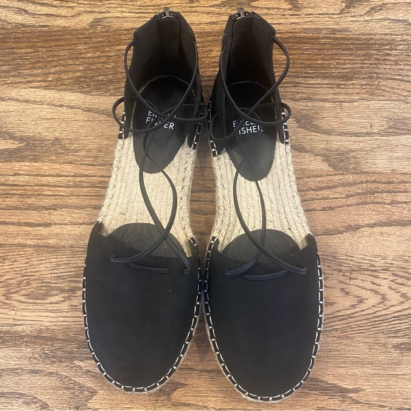 Eileen Fisher Lace Up Espadrille Sandal Black Size 7 - Picture 4 of 8